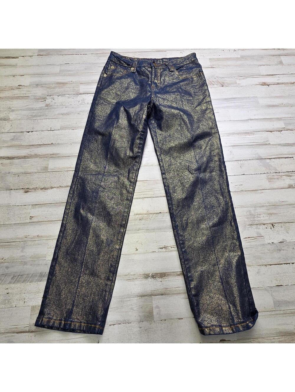 Lew Magram Collection VTG Gold Speckled Sparkle Denim Jeans Missy Size 6